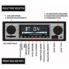 1 DIN autoradio met Bluetooth, USB & retro design – MP3-speler 