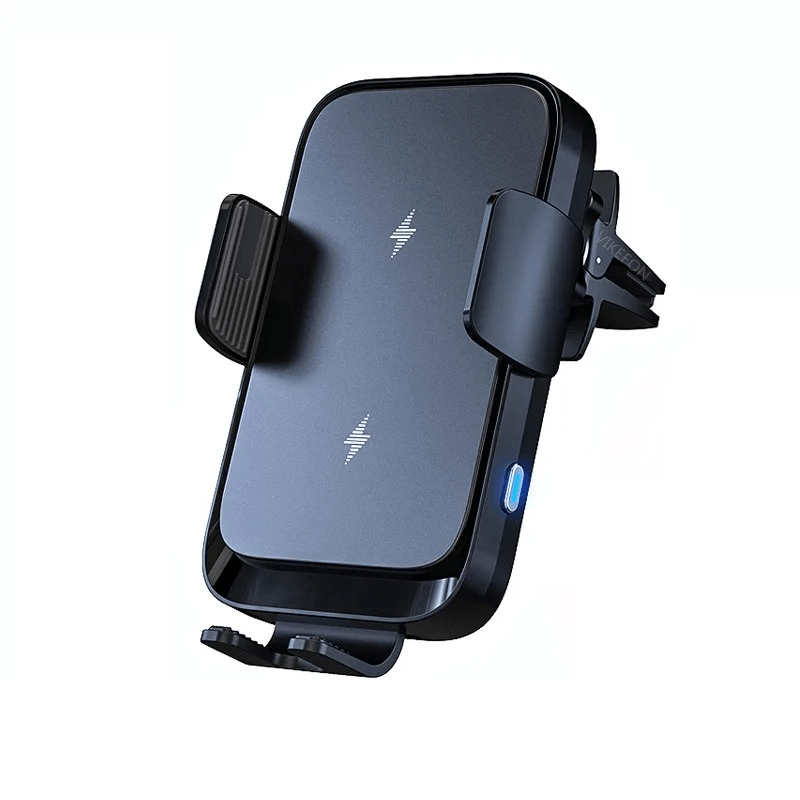 Draadloze autolader & telefoonhouder 15W – Automatische klem & 360° rotatie met dual-coil-technologie
