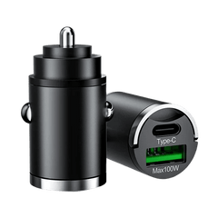 Kompakt bil-lader med USB-A og USB-C – understøtter hurtigopladning – Bilmedie.dk