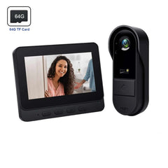 4.3" Monitor Draadloze Deurbel met Camera + 64 GB SD-kaart – Videobewaking bij de Voordeur 
