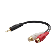 3,5 mm AUX jack (han) til RCA (hun) splitter med 1 jack og 2 RCA-stik