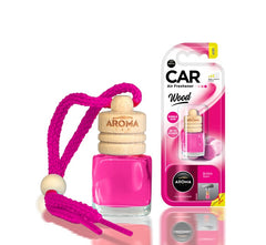 Aroma Wood Bubble Gum auto luchtverfrisser met glazen flesje en houten dop